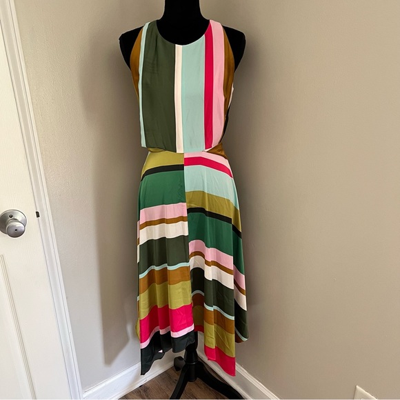 Maggy London Pop Party striped midi asymmetrical dress size 2 - Picture 6 of 16